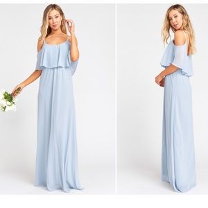 Show Me Your Mumu Caitlin Ruffle Maxi Dress ~ Steel Blue Chiffon